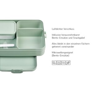 MEPAL, Bento Detachable Lunch Box Large with 2 Compartments for Food Storage and a Fork, Portable, BPA Free, Nordic Denim, Holds 1500ml|51 oz, 1 Count