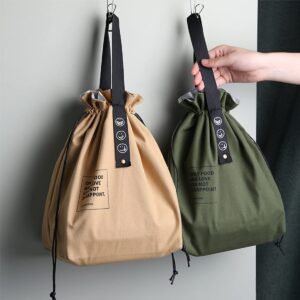 Canvas Drawstring Lunch Bag Insulated Lunch Tote Japanese Style Bento Tote Bag Reusable Lunch Bag Insulated Handbag Tote bag with Handle and Drawstring Closure for Women Work Picnic or Travel(YELLOW)