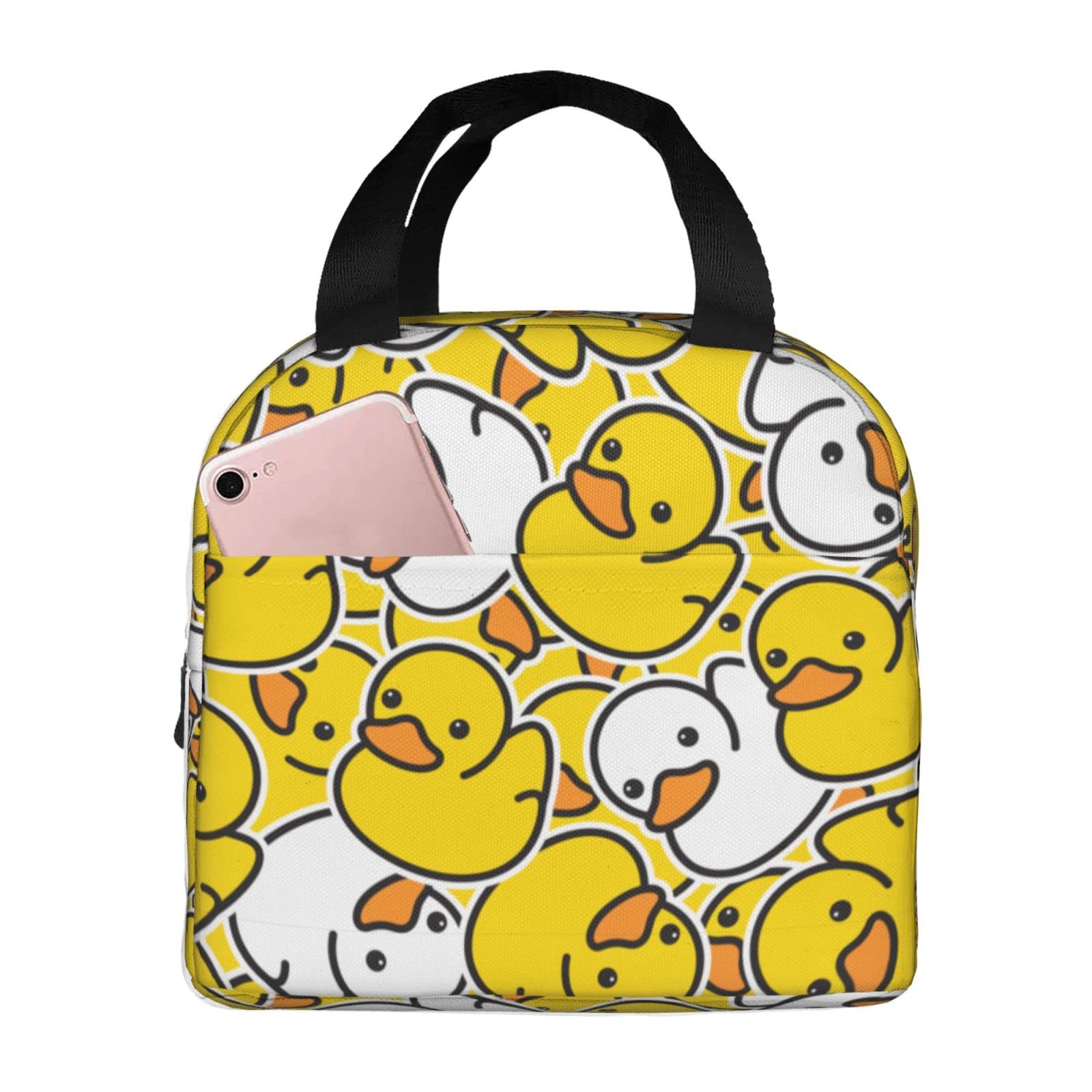 Fiokroo Lunch Bag Insulated Cute Rubber Ducks Lunch Box Cartoon Duckies Reusable Lunch Tote Bag For School Work College Outdoor Travel Picnic, 6l