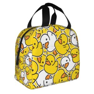 Fiokroo Lunch Bag Insulated Cute Rubber Ducks Lunch Box Cartoon Duckies Reusable Lunch Tote Bag For School Work College Outdoor Travel Picnic, 6l