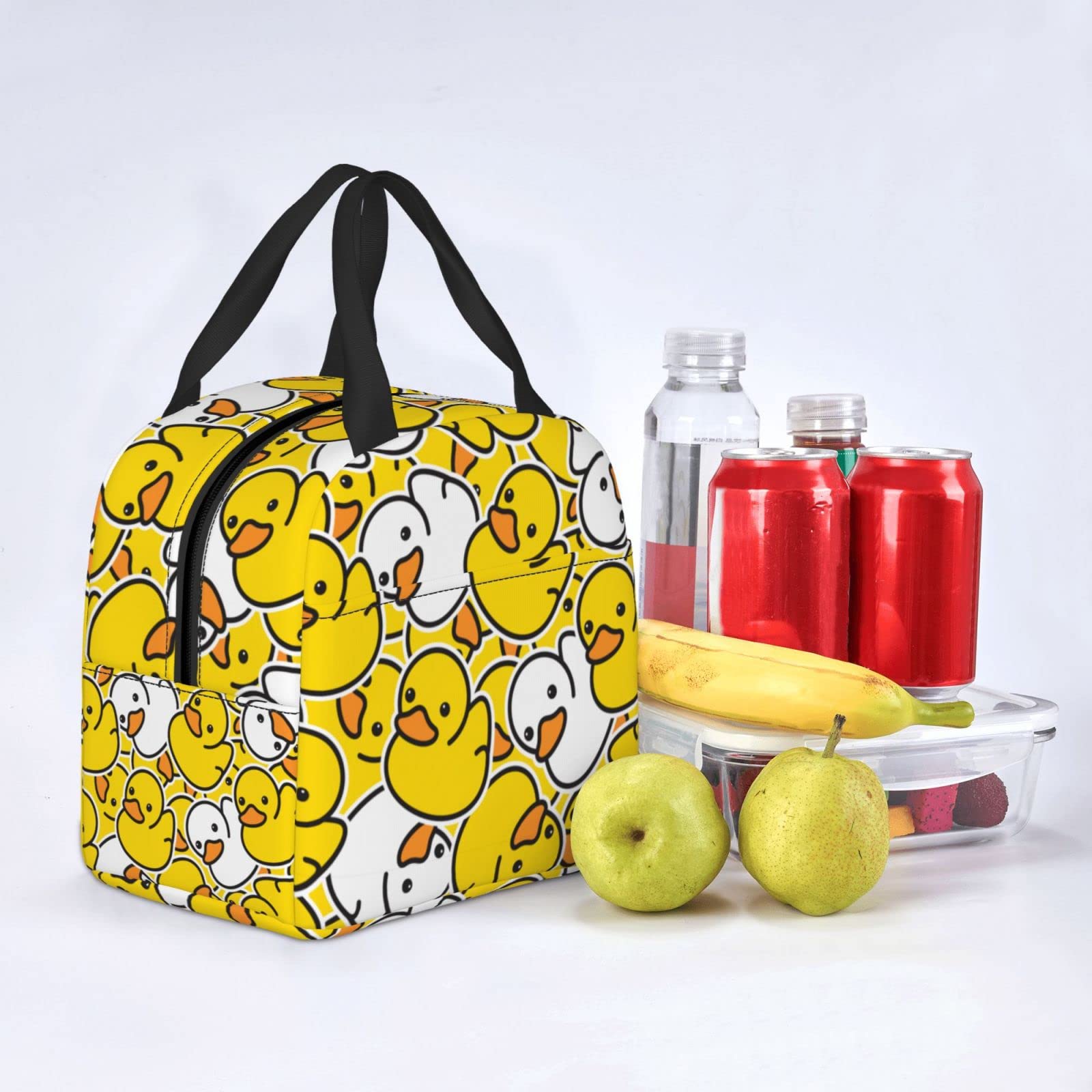 Fiokroo Lunch Bag Insulated Cute Rubber Ducks Lunch Box Cartoon Duckies Reusable Lunch Tote Bag For School Work College Outdoor Travel Picnic, 6l