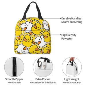 Fiokroo Lunch Bag Insulated Cute Rubber Ducks Lunch Box Cartoon Duckies Reusable Lunch Tote Bag For School Work College Outdoor Travel Picnic, 6l