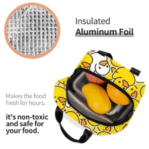 Fiokroo Lunch Bag Insulated Cute Rubber Ducks Lunch Box Cartoon Duckies Reusable Lunch Tote Bag For School Work College Outdoor Travel Picnic, 6l