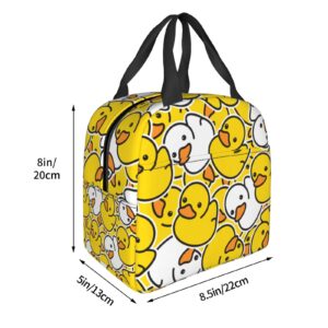 Fiokroo Lunch Bag Insulated Cute Rubber Ducks Lunch Box Cartoon Duckies Reusable Lunch Tote Bag For School Work College Outdoor Travel Picnic, 6l