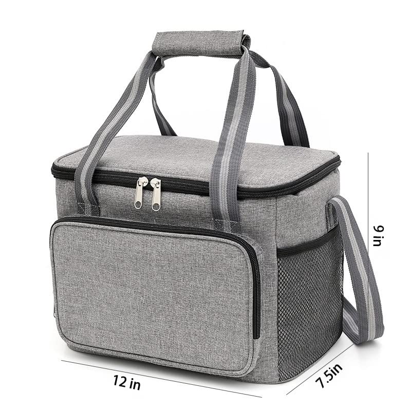 PEAKXCAN Lunch Bag for Women Men Lunch Box/Tote Insulated Lunch Container, Large Capacity Gray Outdoor Picnic Backpack for Camping and Hiking