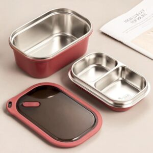 gigicloud stainless steel bento box, portable lunch box for adult stainless steel compartment sealed food storage containers