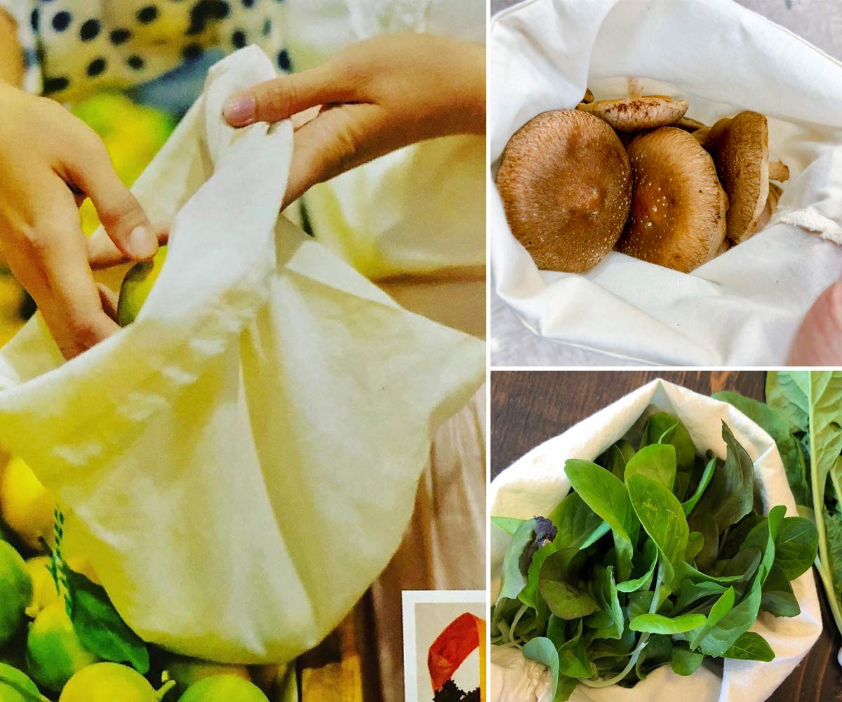 Muslin Produce Bags - Organic Cotton Produce Bags - Cloth Grain Bags - Cloth Vegetable Bags - Cloth Bread Bags - Vegetable Bag Cloth - Produce Bag, Cotton Vegetable Bag Set of 7 (XXL, XL, L, M, S, XS)