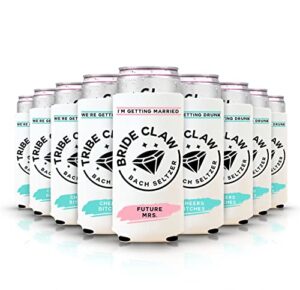 bride tribe claw can cooler [pack of 12] slim can coolies, bachelorette party favors, bridal shower can sleeves, insulated collapsible skinny can and bottle holder for beverages