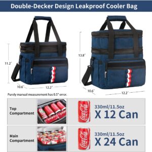 Dual Insulated Lunch Bag for Men Women, Expandable Lunch Bags Volume 36 Cans, Leakproof Camping Coolers Portable Lunch Tote for Adult Picnic Beach Travel Hiking Work Office Lunchbox