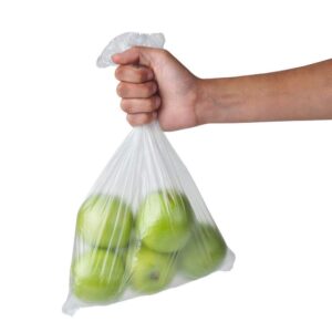 Food Storage Bags, 10" X 15" Clear Plastic Produce Bag for Fruits, Vegetable,Bread, Kitchen Bags On a Roll With Free Tites, (4 Roll)