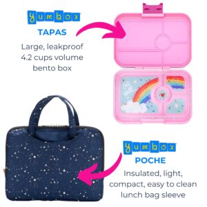 Yumbox Tapas Leakproof Bento Box, Lunch box for women, Teens and Kids, Large size, 4 compartment tray with large section for sandwich, salads plus sides and dip well (Capri Pink - Rainbow)