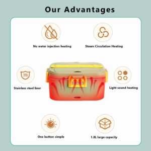 Generic 1.8L Electric Lunch Box Food Heater, 3-in-1 Portable Leak-proof Food Warmer Lunch Box for Car/Truck/Home, with Fork & Spoon, 75W Fast Heating, Safe Material, Easy to Clean