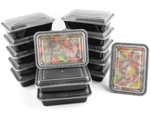 golden state art, 50 pack 38 oz meal prep container, 1-compartment lunch bento box with lid, bpa free, freezer, microwave, dishwasher safe, reusable