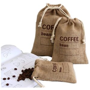 cereals jute woven bundles coffee bean bags kitchen sundries peas bags sacks date record natural burlap bags drawstring reusable (3, 11.8" x 7.87")