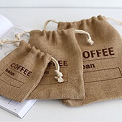 Cereals Jute Woven Bundles Coffee Bean Bags Kitchen Sundries Peas Bags Sacks Date Record Natural Burlap Bags Drawstring Reusable (3, 11.8" X 7.87")