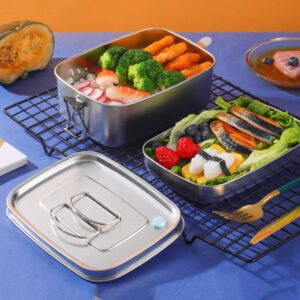 TargetEvo Stainless Steel Bento Lunch Box 1500ml, Leakproof Metal Food Container for Kids and Adults, With Removable Dividers, Dishwasher Safe