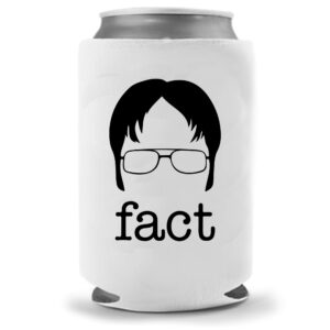 cool coast products | the office novelty gifts - dwight schrute fact funny beer can coolies | neoprene insulated soft can cooler | beverage cans bottles | cold beer tailgating (dwight fact)