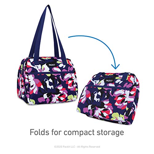 PackIt Freezable Hampton Lunch Bag with Shoulder Straps, Bright Floral