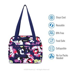 PackIt Freezable Hampton Lunch Bag with Shoulder Straps, Bright Floral