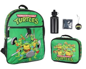nickelodeon teenage mutant ninja turtles team leonardo raphael donatello michelangelo 5 pc backpack lunchbox icepack water bottle