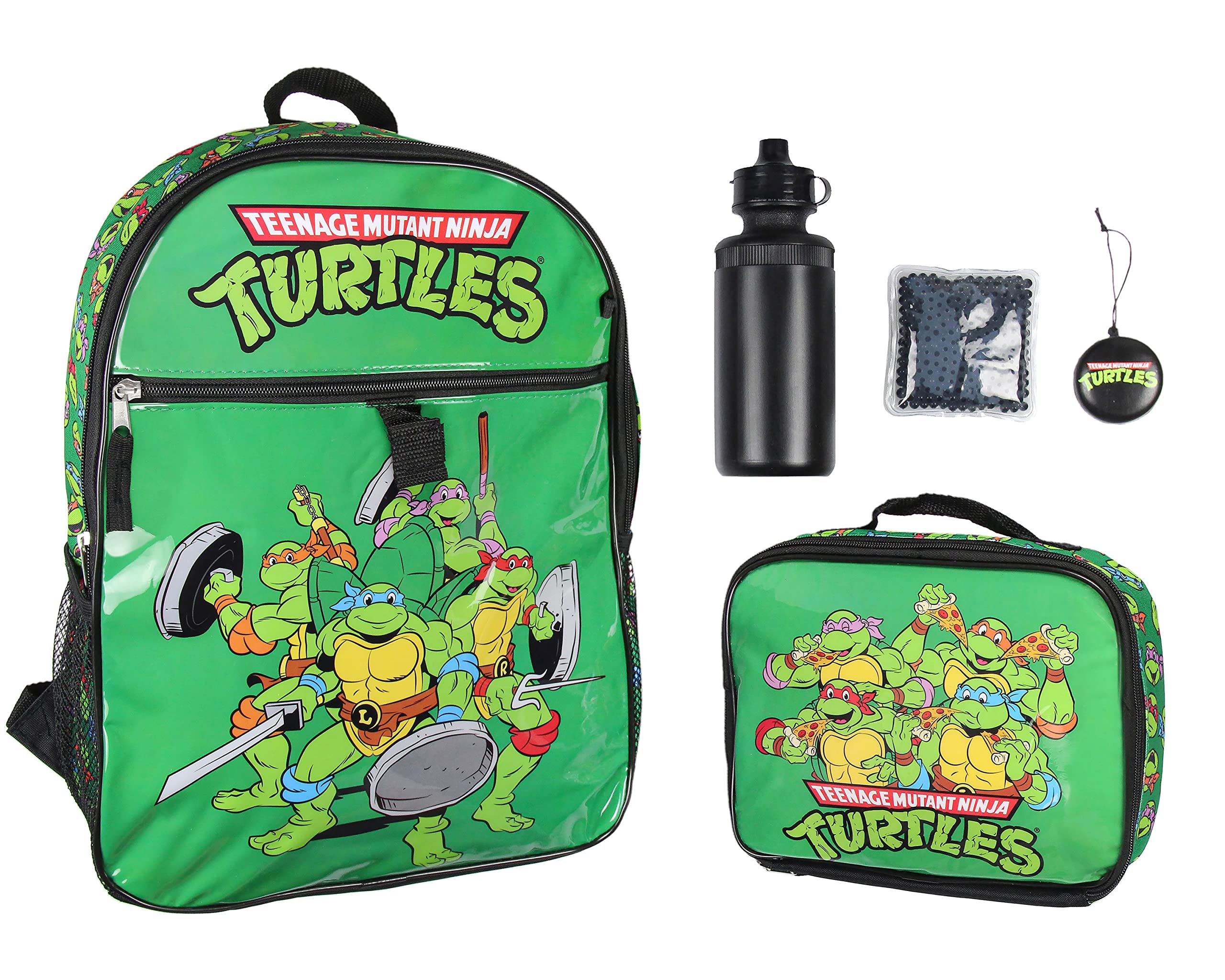 Nickelodeon Teenage Mutant Ninja Turtles Team Leonardo Raphael Donatello Michelangelo 5 PC Backpack Lunchbox Icepack Water Bottle