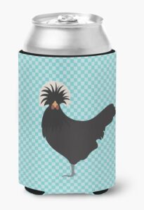 caroline's treasures bb8008cc polish poland chicken blue check can or bottle hugger cooler washable drink sleeve collapsible beverage insulated holder, can hugger, multicolor