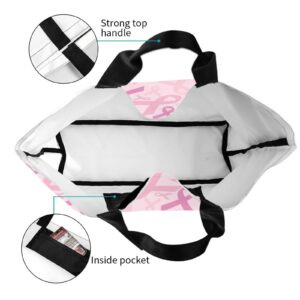 Breast Cancer Awareness Accessories Items Gifts Tote Bag, Canvas Beach Bag Survivor Gifts for Women Travel Reusable Grocery Shopping Bag