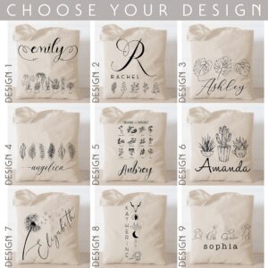 People People Personalized Minimalist Tote Bag for Women w/Name - 9 Design Options Customized Minimal Canvas Reusable Totes Bags Custom Modern Art Shoulder Minimalistic Christmas Gift C1, Beige