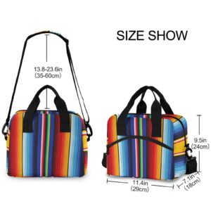 xigua Mexican Serape Stripes Lunch Bag Reusable Insulated Cooler Lunch Box Leakproof Lunch Tote Bag for Men Women Office School Work Picnic Travel,19 can