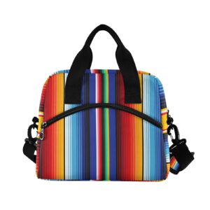 xigua Mexican Serape Stripes Lunch Bag Reusable Insulated Cooler Lunch Box Leakproof Lunch Tote Bag for Men Women Office School Work Picnic Travel,19 can