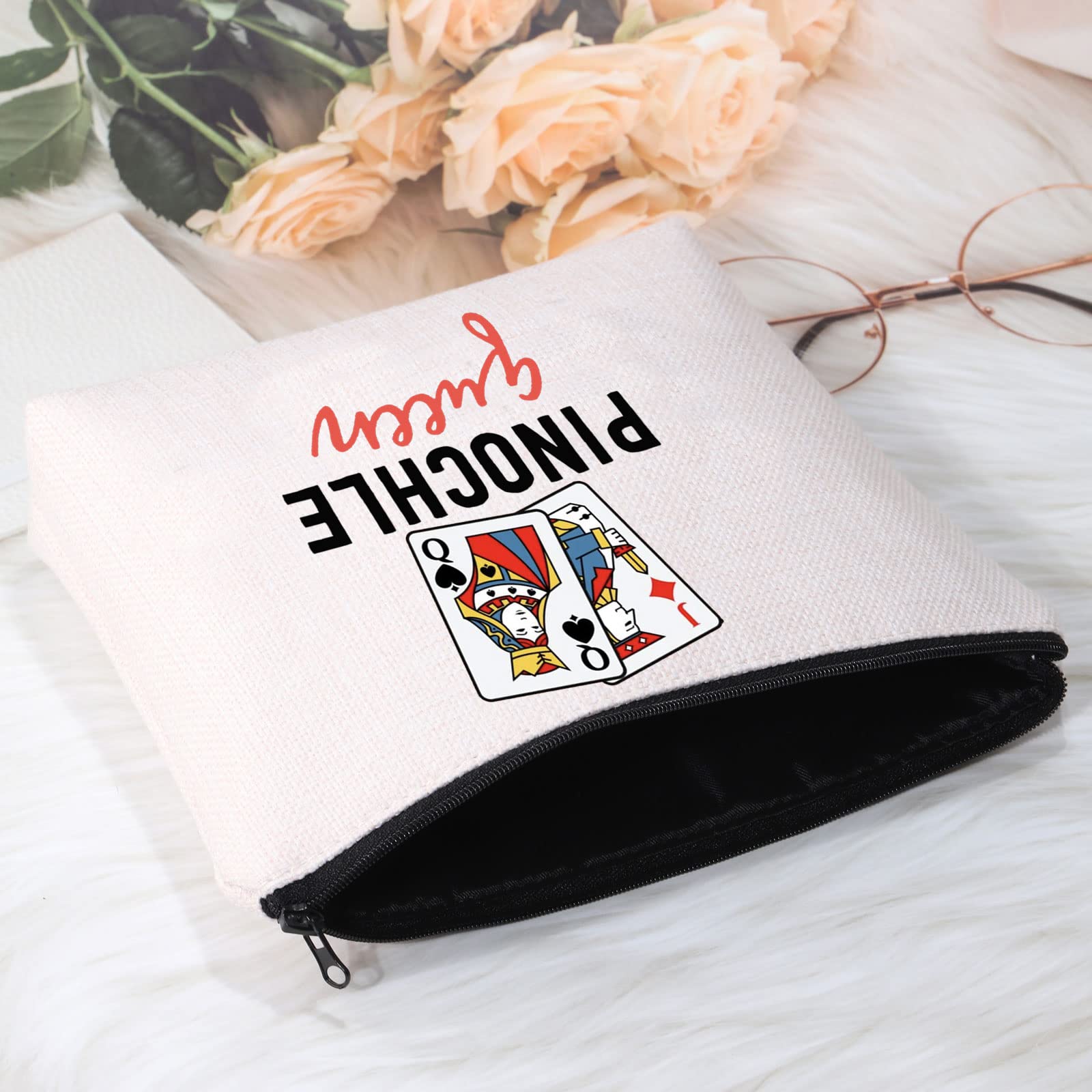 POFULL Pinochle Lover Gift Pinochle Queen Player Cosmetic Bags Pinochle Card Game Queen Gift (Pinochle Queen bag)