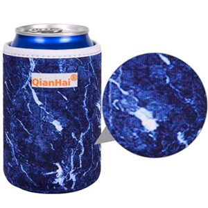 QianHai 12Oz Standard Can Cooler Sleeves for Drinks & Beer Cans Soft Neoprene Can Covers Insulated for Fluid Energy Regular Cans (Bluewave 3pcs)
