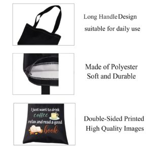 Coffee Book Lover Gifts Reusable Book Tote Bags Bookworm Gifts Librarian Gifts Literary Readers Gift Book School Canvas Bag (book coffee Tote Bag)