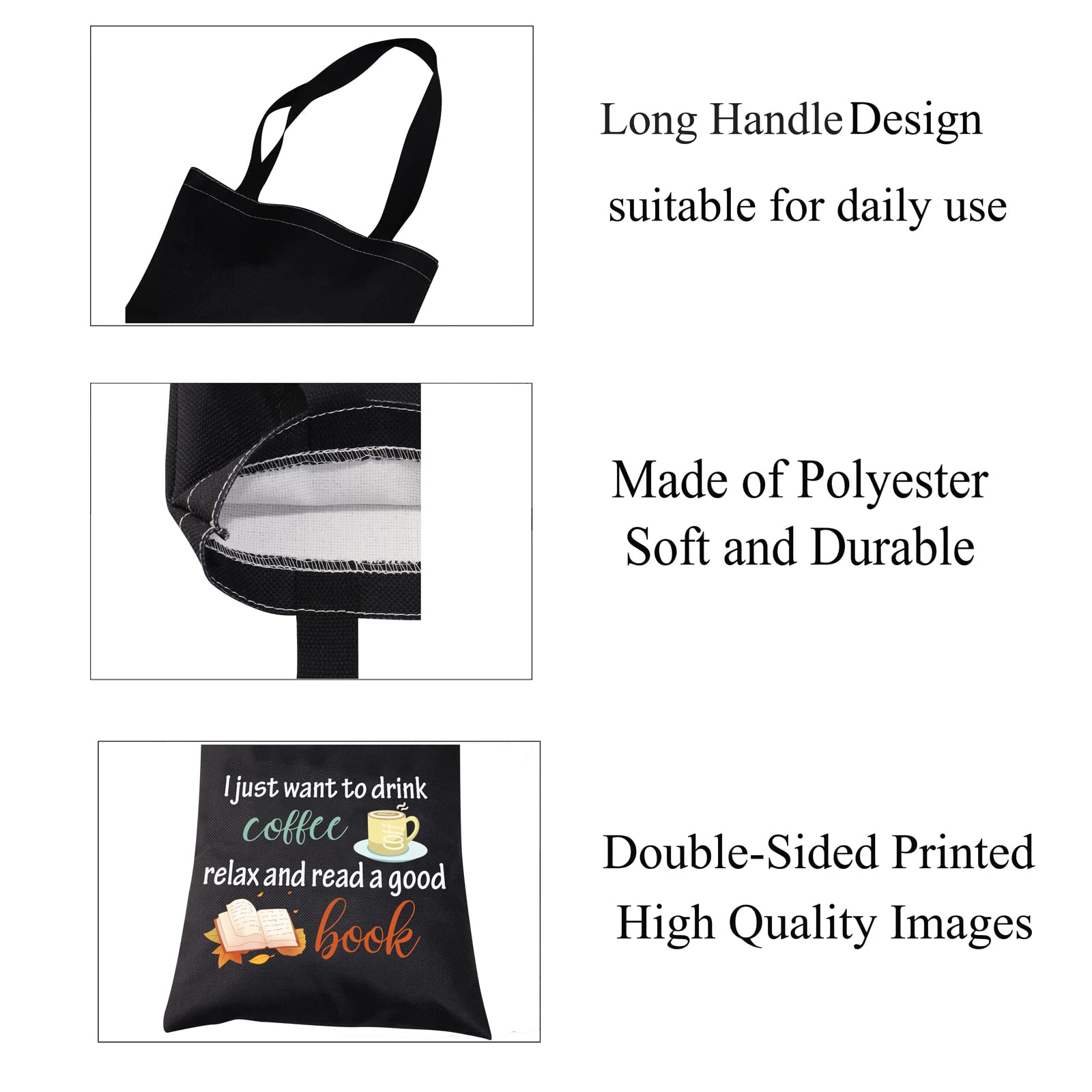 Coffee Book Lover Gifts Reusable Book Tote Bags Bookworm Gifts Librarian Gifts Literary Readers Gift Book School Canvas Bag (book coffee Tote Bag)