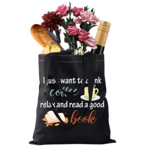 Coffee Book Lover Gifts Reusable Book Tote Bags Bookworm Gifts Librarian Gifts Literary Readers Gift Book School Canvas Bag (book coffee Tote Bag)