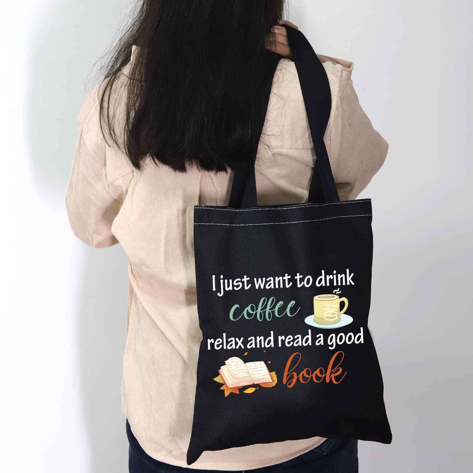 Coffee Book Lover Gifts Reusable Book Tote Bags Bookworm Gifts Librarian Gifts Literary Readers Gift Book School Canvas Bag (book coffee Tote Bag)