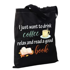 Coffee Book Lover Gifts Reusable Book Tote Bags Bookworm Gifts Librarian Gifts Literary Readers Gift Book School Canvas Bag (book coffee Tote Bag)