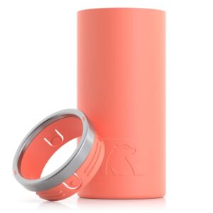 rtic skinny can cooler, fits all 12oz slim cans, coral, insulated stainless steel, sweat-proof, keeps cold longer
