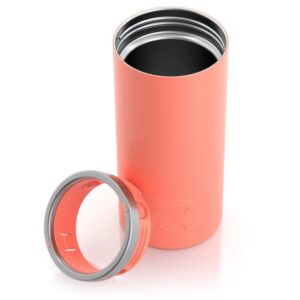 RTIC Skinny Can Cooler, Fits all 12oz Slim Cans, Coral, Insulated Stainless Steel, Sweat-Proof, Keeps Cold Longer