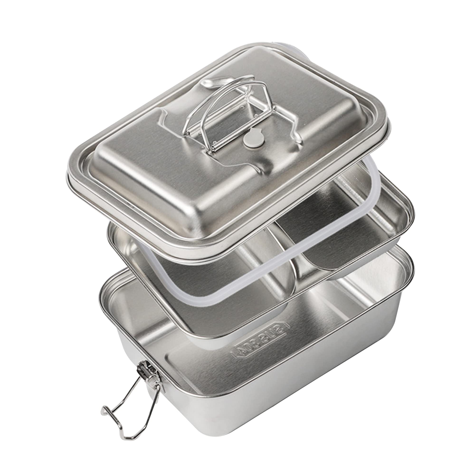 Stainless Steel Bento Lunch Box Salad Sandwich Pasta Bento Containers 2 Tier Leak Proof with Clip Locks Perfect for Freezer-Safe/Leakproof Meal Prep/Snack Container for Adults