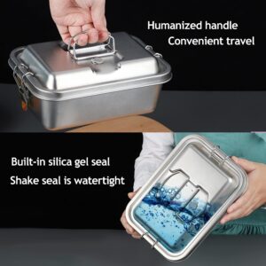 Stainless Steel Bento Lunch Box Salad Sandwich Pasta Bento Containers 2 Tier Leak Proof with Clip Locks Perfect for Freezer-Safe/Leakproof Meal Prep/Snack Container for Adults