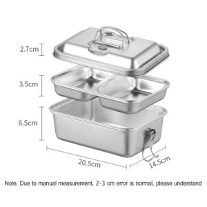 Stainless Steel Bento Lunch Box Salad Sandwich Pasta Bento Containers 2 Tier Leak Proof with Clip Locks Perfect for Freezer-Safe/Leakproof Meal Prep/Snack Container for Adults