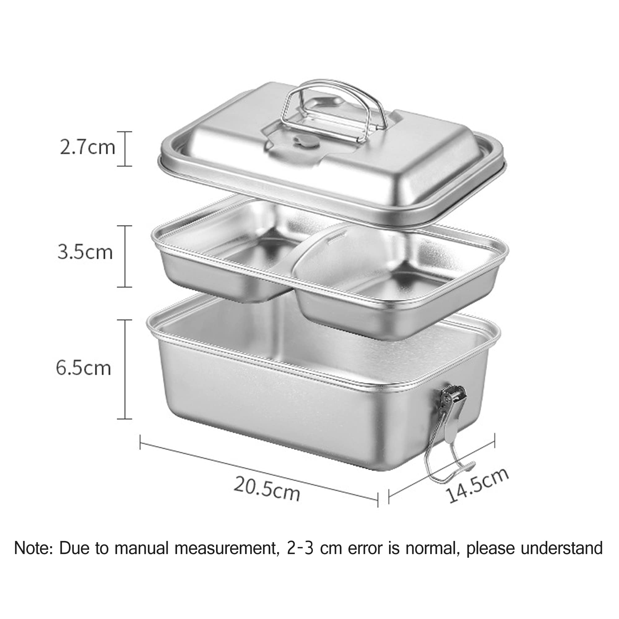 Stainless Steel Bento Lunch Box Salad Sandwich Pasta Bento Containers 2 Tier Leak Proof with Clip Locks Perfect for Freezer-Safe/Leakproof Meal Prep/Snack Container for Adults