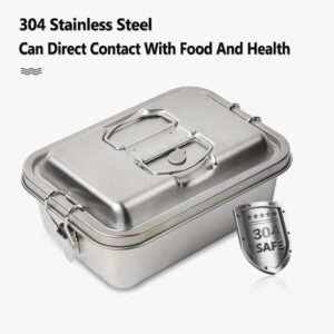 Stainless Steel Bento Lunch Box Salad Sandwich Pasta Bento Containers 2 Tier Leak Proof with Clip Locks Perfect for Freezer-Safe/Leakproof Meal Prep/Snack Container for Adults