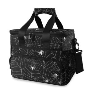 alaza halloween black and white grunge background with spiderwebs large capacity cooler tote insulated lunch bag lunch cooler bag