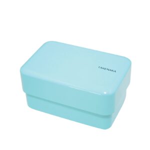 takenaka bento nibble box, eco-friendly lunch box made in japan, bpa and reed free, 100% recycle plastic bottle use, microwave and dishwasher safe, bento box (blue ice *band: cream)