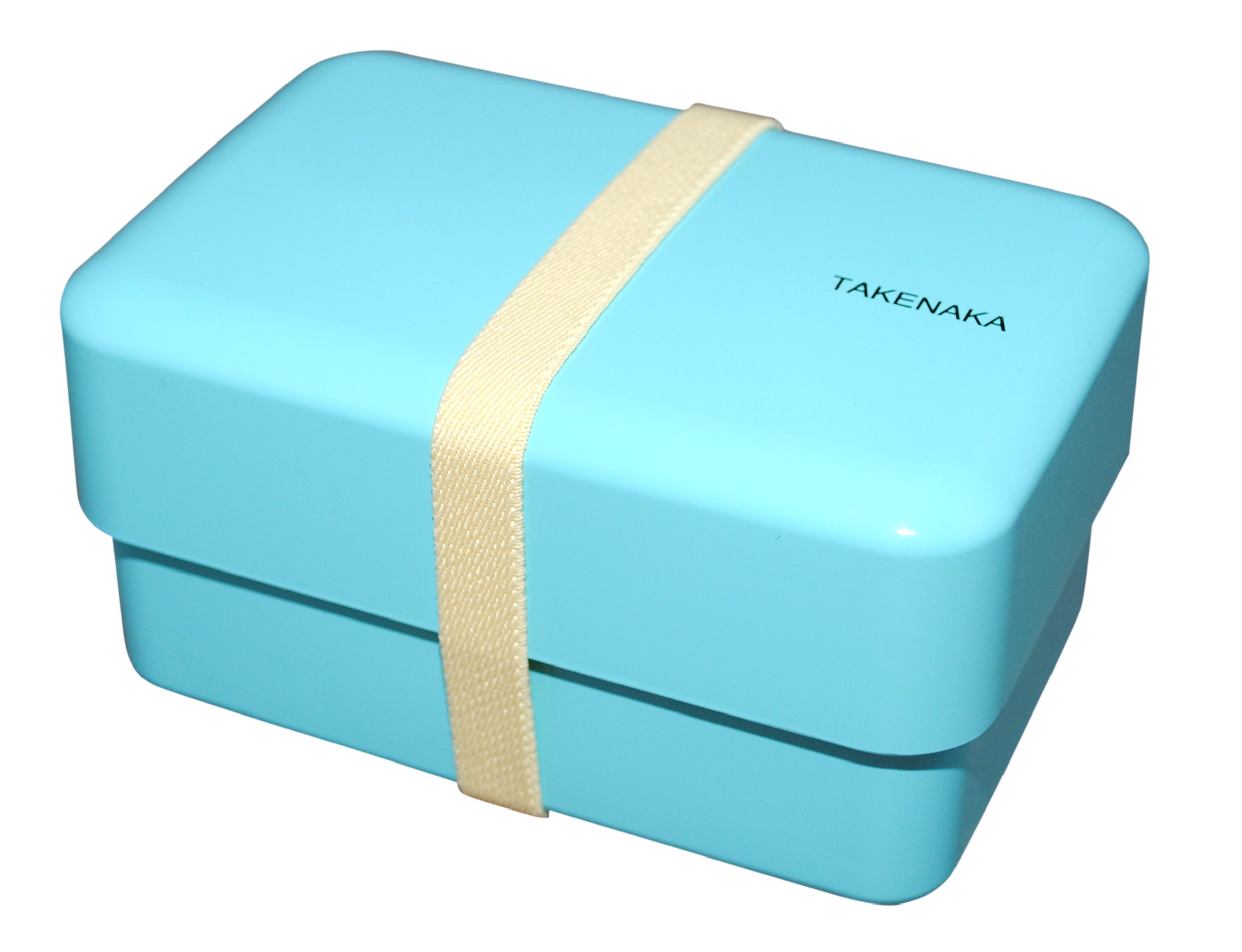 TAKENAKA Bento Nibble Box, Eco-Friendly Lunch Box Made in Japan, BPA and Reed Free, 100% Recycle Plastic Bottle Use, Microwave and Dishwasher Safe, Bento Box (Blue Ice *Band: Cream)