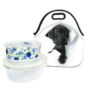 VIPbuy Waterproof 3D Labrador Retriever Dog Design Thermal Insulated Neoprene Lunch Bag Tote for Men Women Work Outdoor