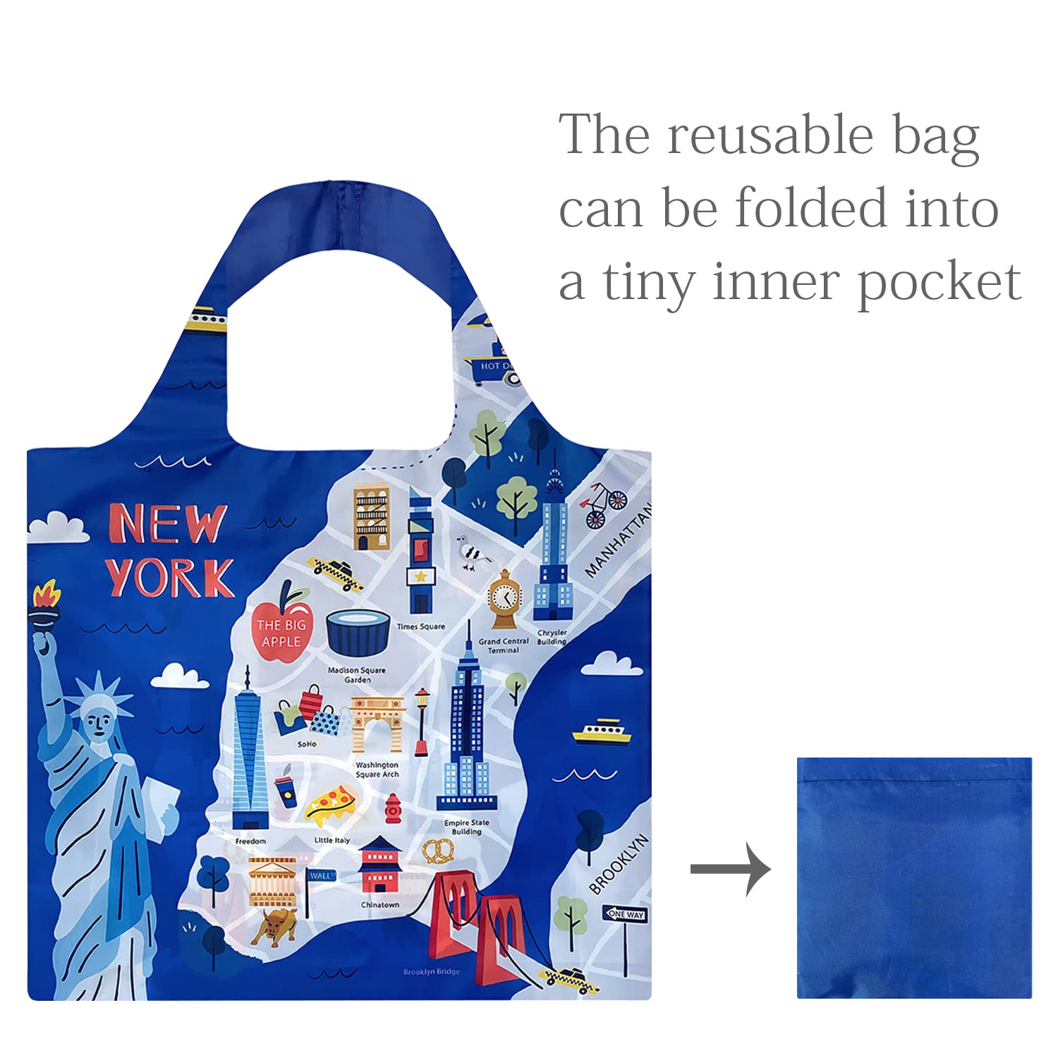 Wrapables AllyBag Collection Reusable Shopping Bag, New York