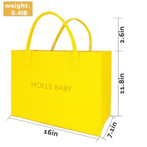 Golden cicada felt tote bags,reusable grocery bag It's a collapsible tote bag with handles suitable for reuse bags(yellow, Medium (16Lx11.8Wx7.1Hin)'